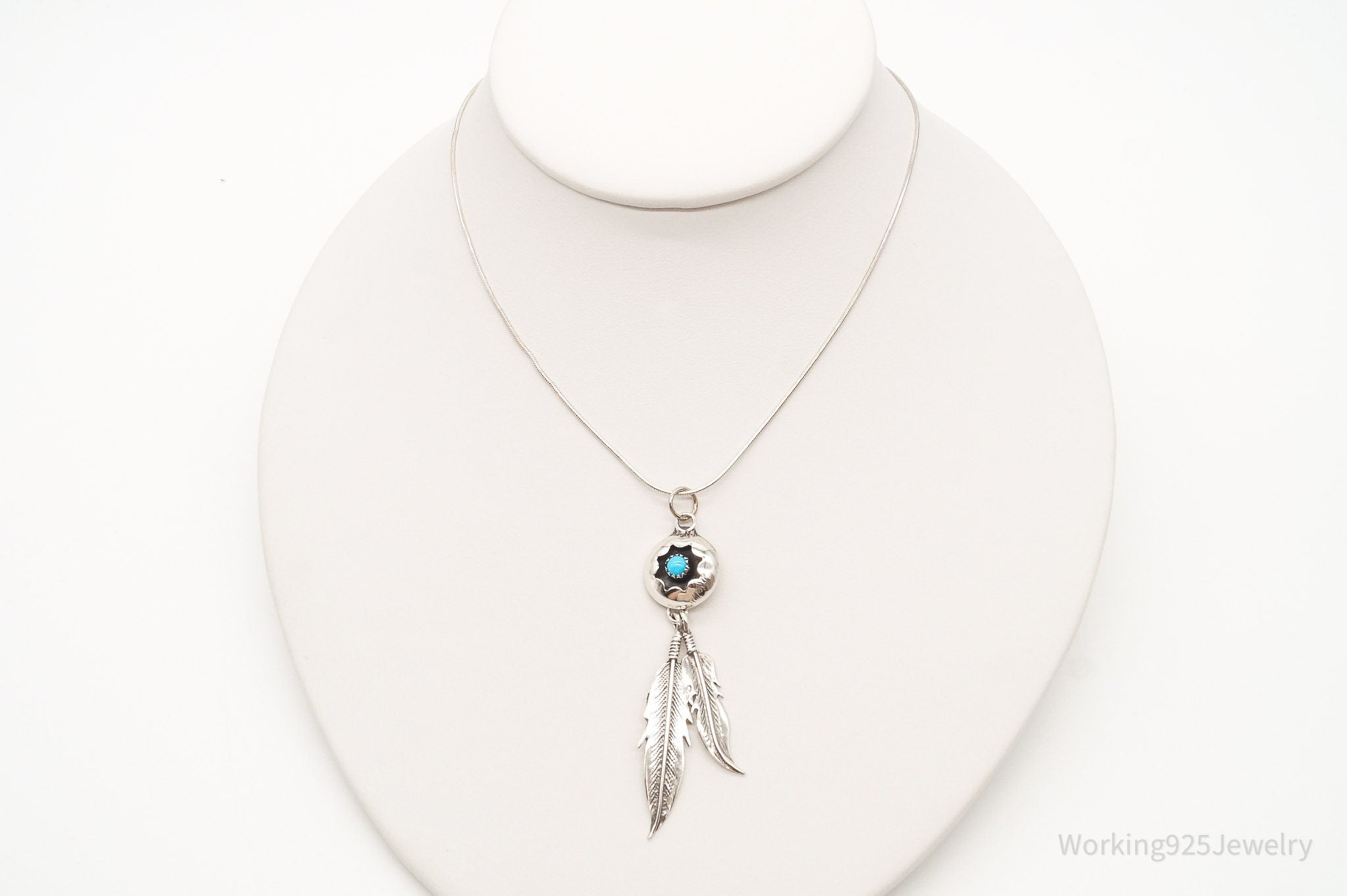 Vintage Native American Turquoise Sterling Silver Necklace | Jewelry > Necklaces > Pendants | Wiccan Center