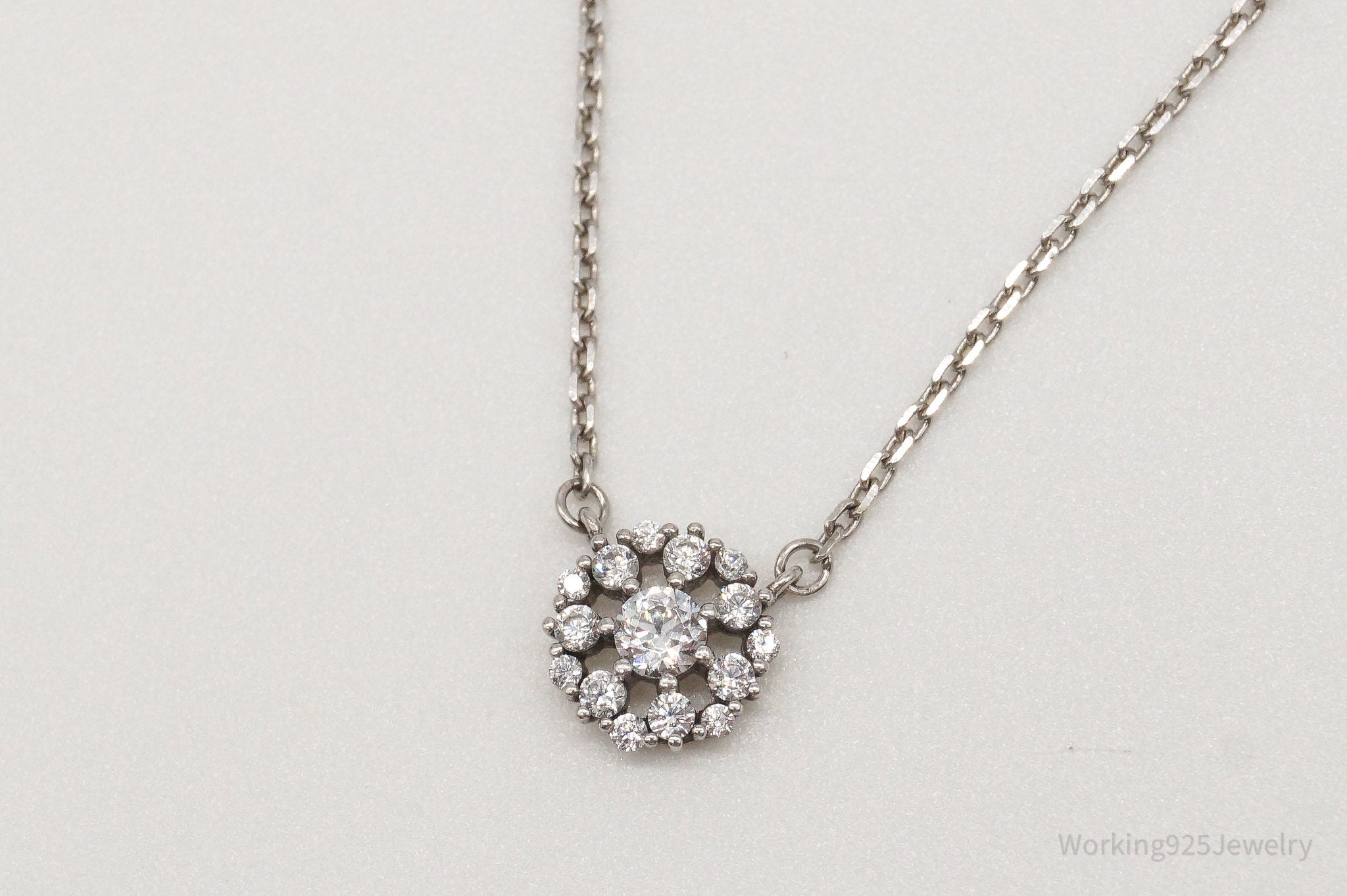 Vintage Cubic Zirconia Sterling Silver Necklace | Jewelry > Necklaces > Pendants | Wiccan Center