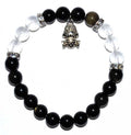 Obsidian & Quartz Frog Bracelet | Jewelry-Bracelet | Wiccan Center