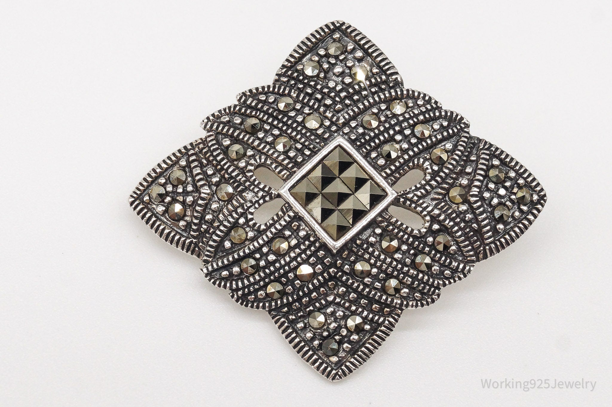 Vintage Marcasite Art Deco Sterling Silver Brooch Pin | Jewelry > Brooches, Pins & Clips | Wiccan Center