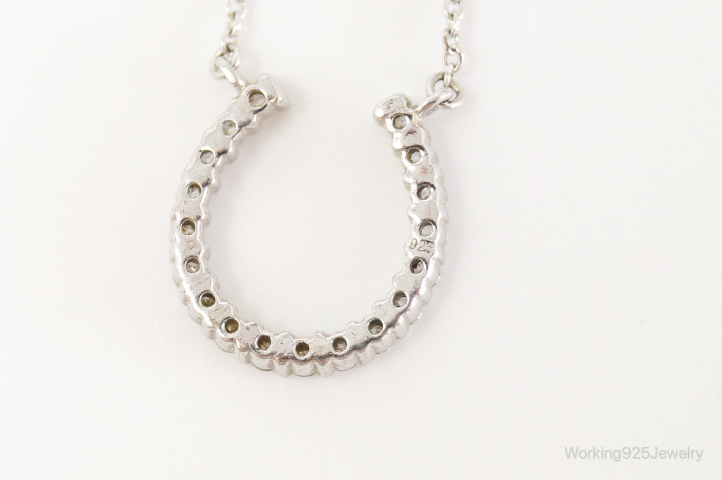Vintage Horse Shoe Cubic Zirconia Sterling Silver Necklace | Jewelry > Necklaces > Pendants | Wiccan Center