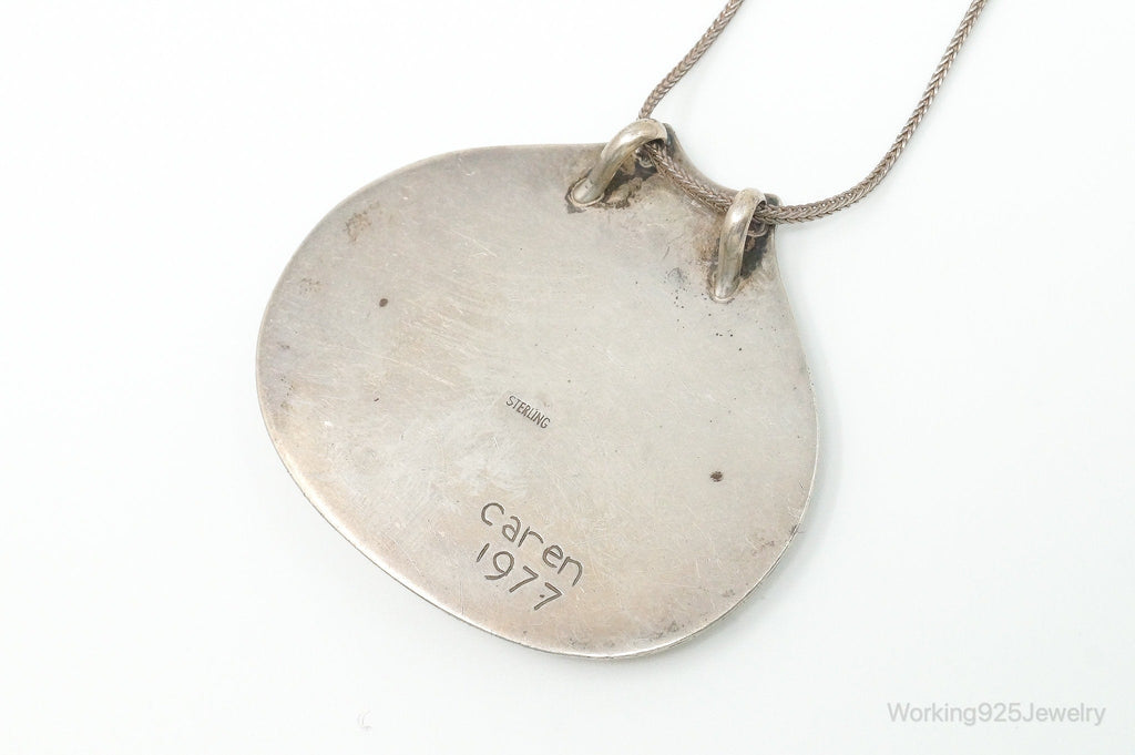 RARE Vintage 1970s Modernist Caren Sterling Silver Enamel Necklace | Jewelry > Necklaces > Pendants | Wiccan Center