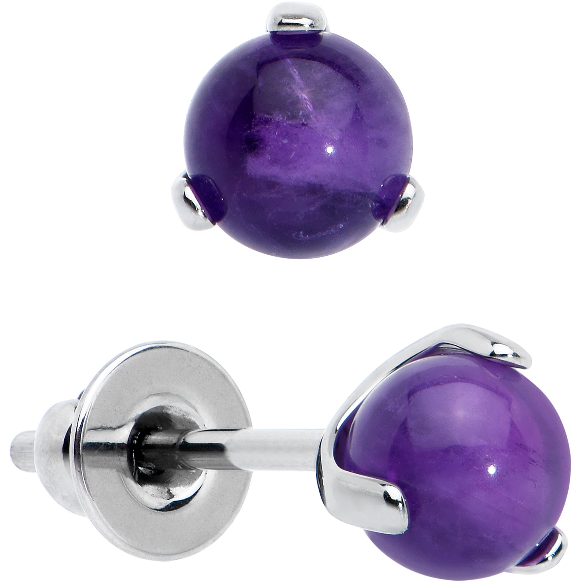 4mm Purple Amethyst Stone Implant Grade Titanium Stud Earrings | EARRINGS Stud | Wiccan Center