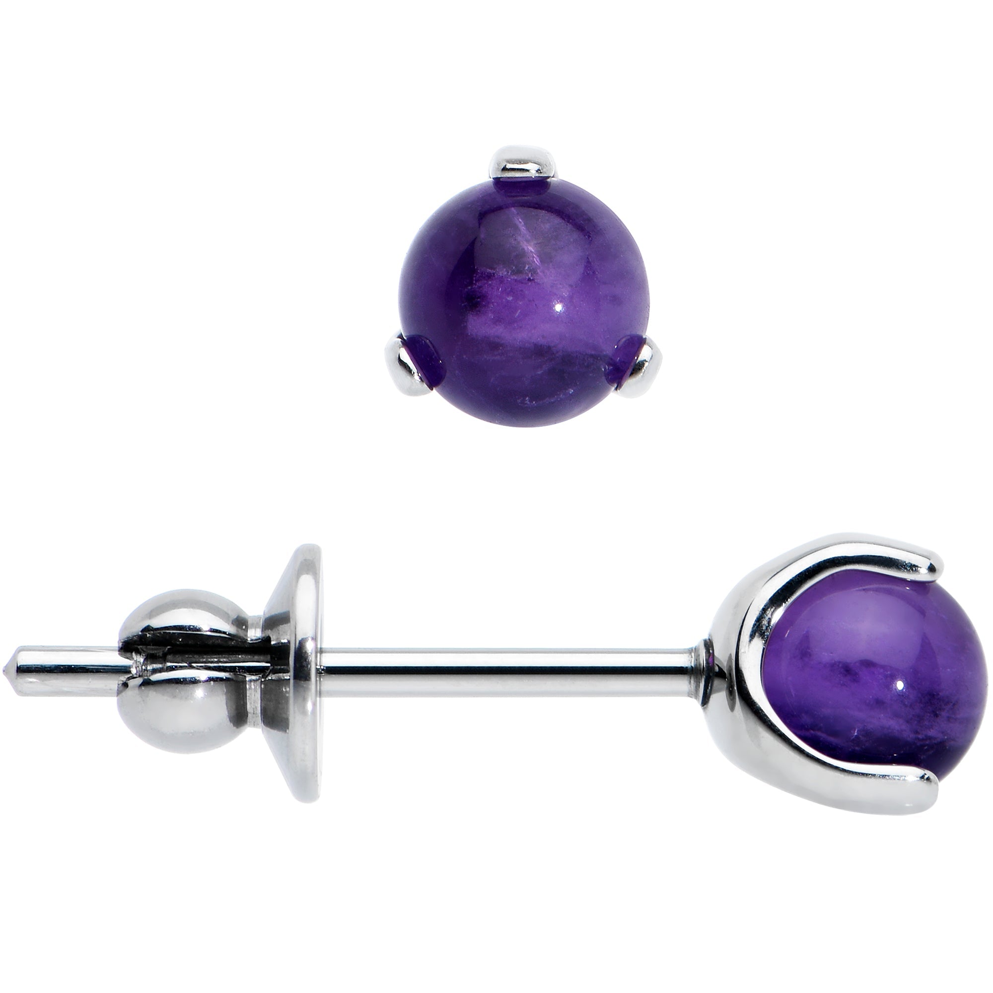 4mm Purple Amethyst Stone Implant Grade Titanium Stud Earrings | EARRINGS Stud | Wiccan Center