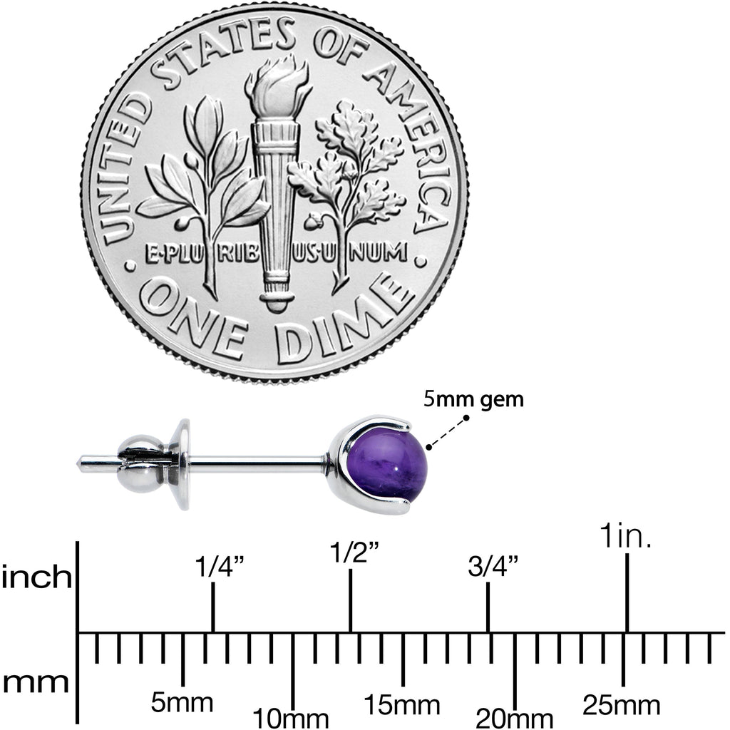 4mm Purple Amethyst Stone Implant Grade Titanium Stud Earrings | EARRINGS Stud | Wiccan Center