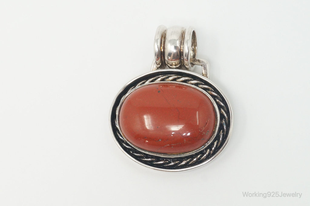 Vintage Large Designer DBJ Red Jasper Sterling Silver Necklace Pendant | Jewelry > Necklaces > Pendants | Wiccan Center