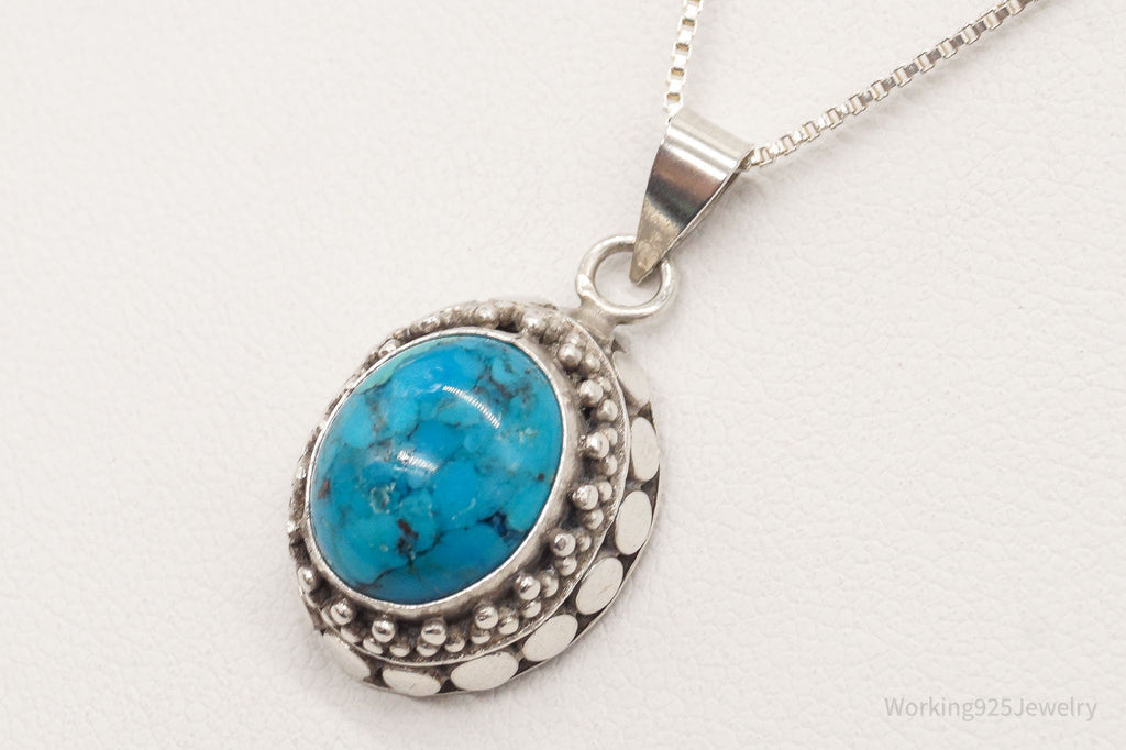 Vintage Turquoise Bali Style Sterling Silver Necklace | Jewelry > Necklaces > Pendants | Wiccan Center