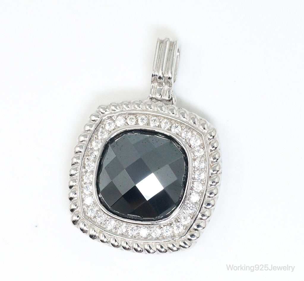 Vintage Designer Hematite Cubic Zirconia Sterling Silver Pendant | Jewelry > Necklaces > Pendants | Wiccan Center