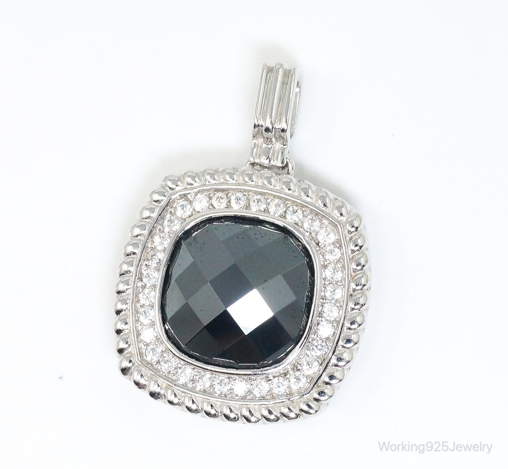 Vintage Designer Hematite Cubic Zirconia Sterling Silver Pendant | Jewelry > Necklaces > Pendants | Wiccan Center