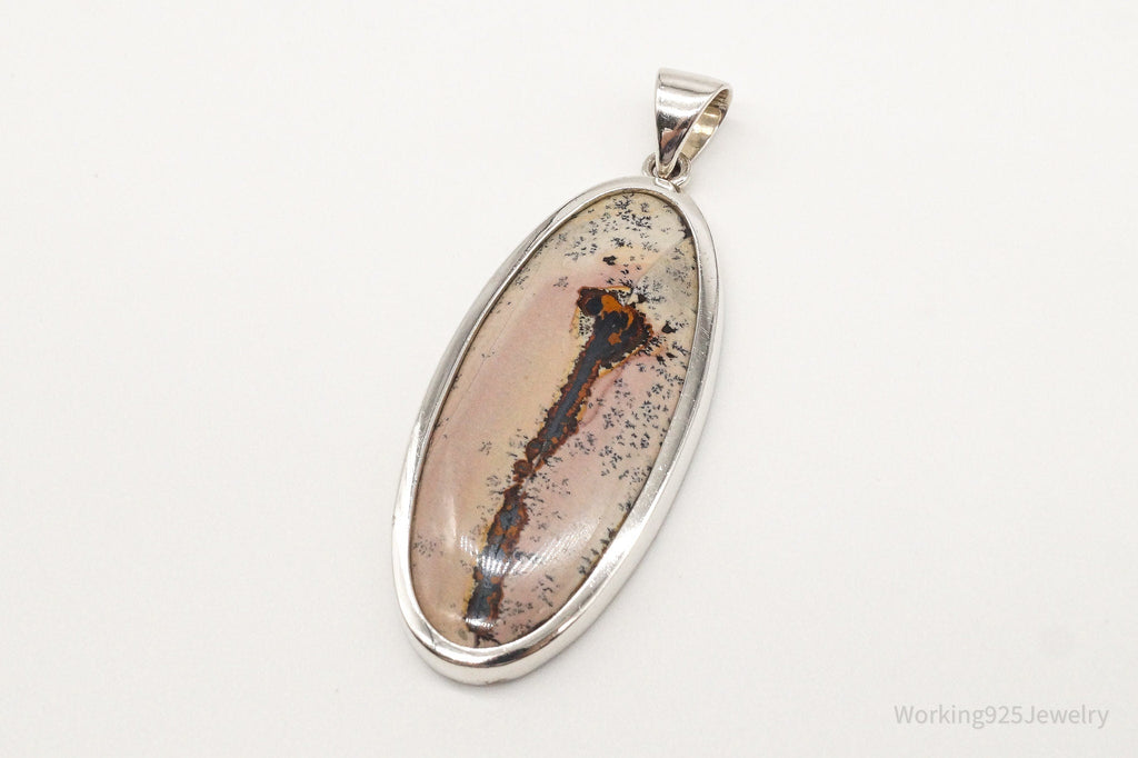 Vintage Long Dendrite Jasper Sterling Silver Pendant | Jewelry > Necklaces > Pendants | Wiccan Center