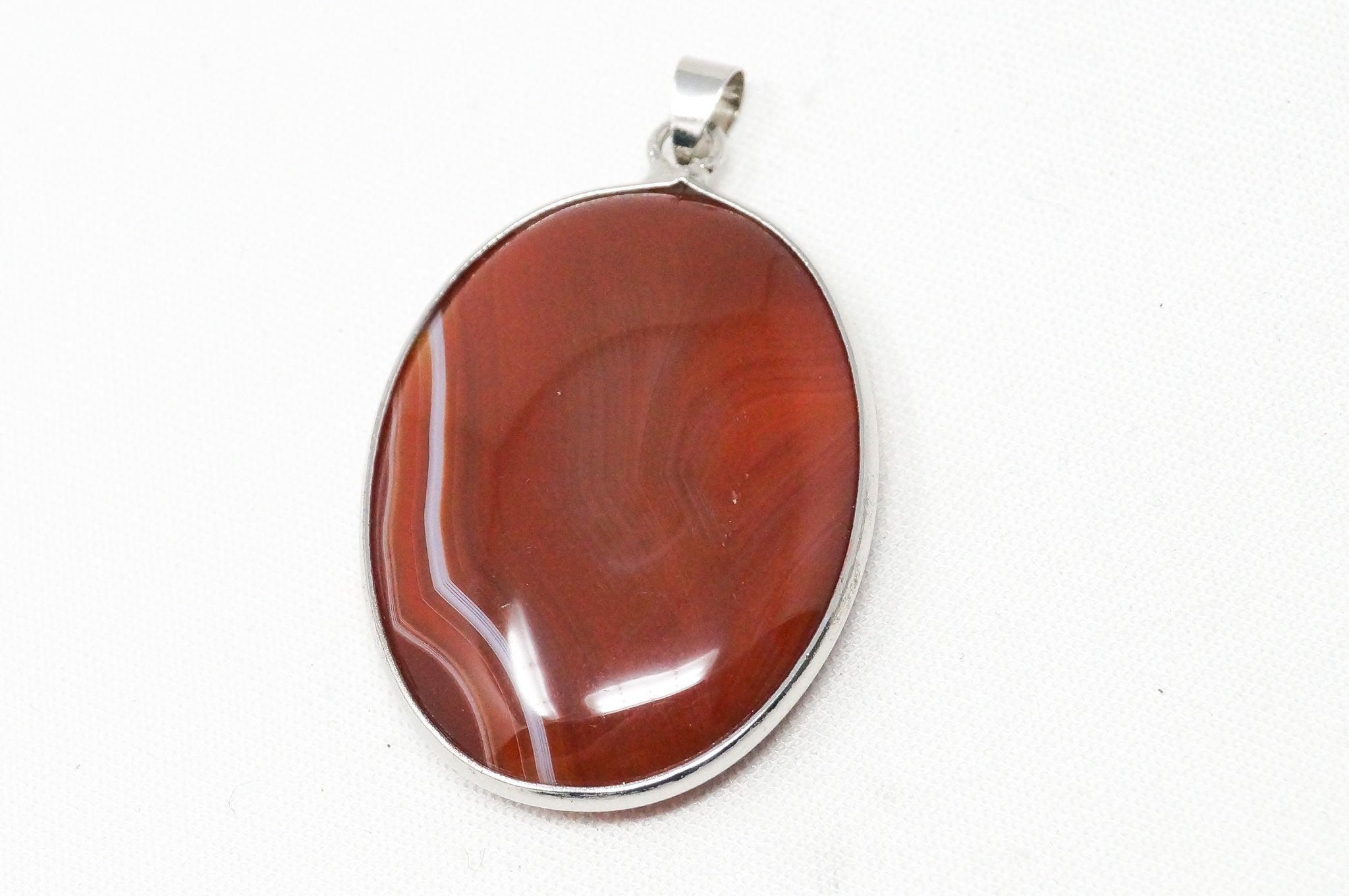 Vintage Large Red Lace Agate 18K White Gold Plated Sterling Silver Pendant | Jewelry > Necklaces > Pendants | Wiccan Center