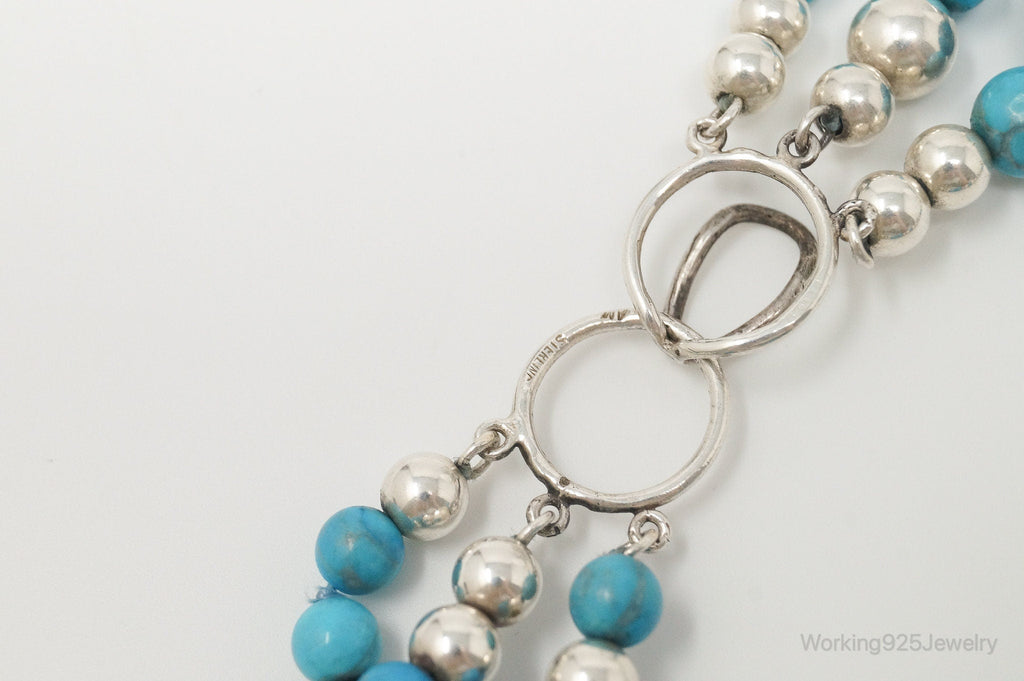 Vintage Native American Turquoise Beaded Sterling Silver Necklace | Jewelry > Necklaces > Pendants | Wiccan Center