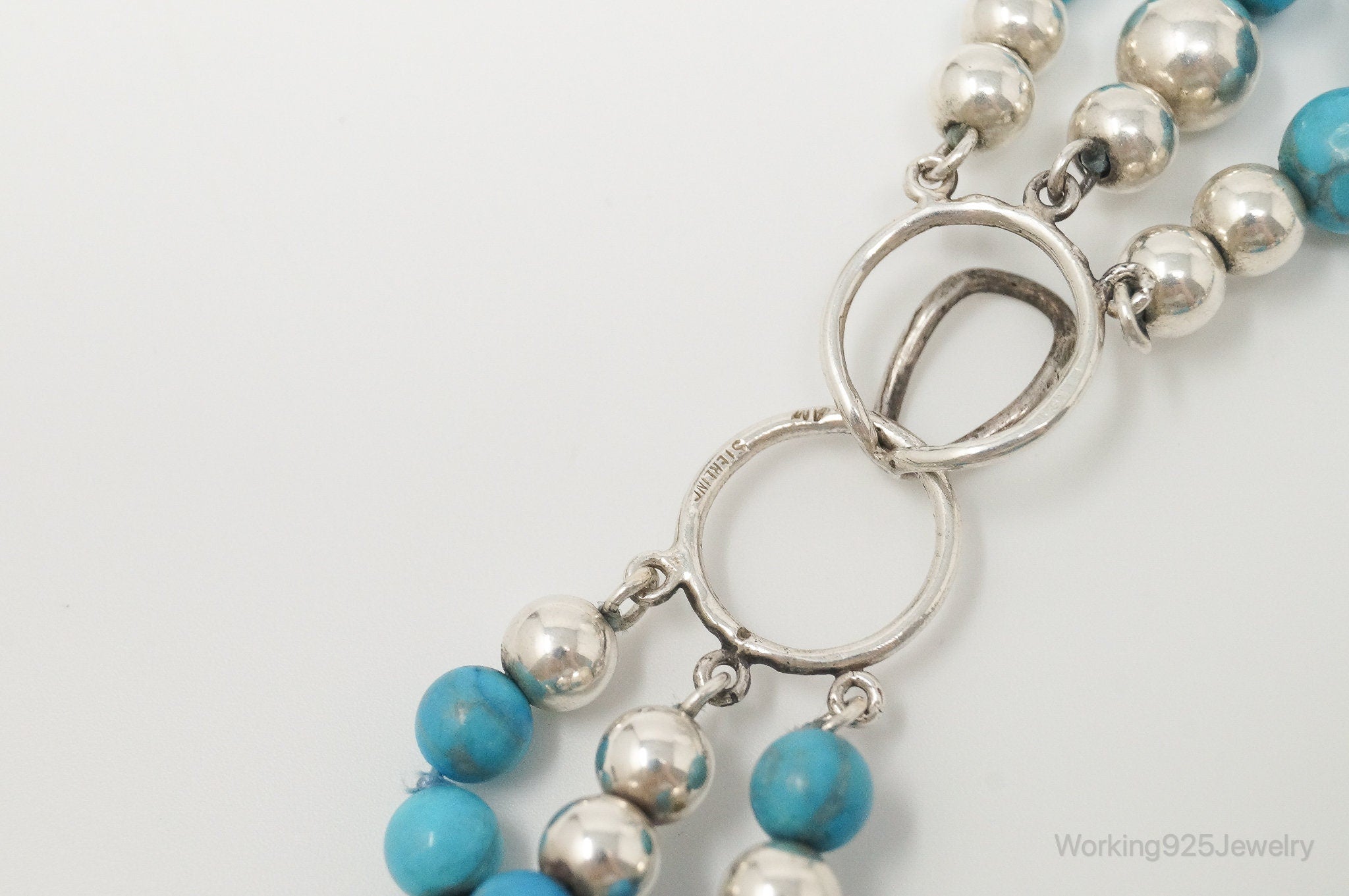 Vintage Native American Turquoise Beaded Sterling Silver Necklace | Jewelry > Necklaces > Pendants | Wiccan Center