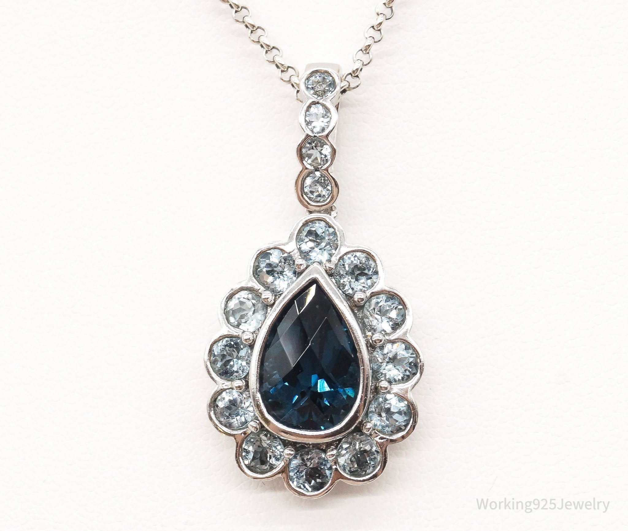 Vintage Blue Topaz Sterling Silver Necklace | Jewelry > Necklaces > Pendants | Wiccan Center