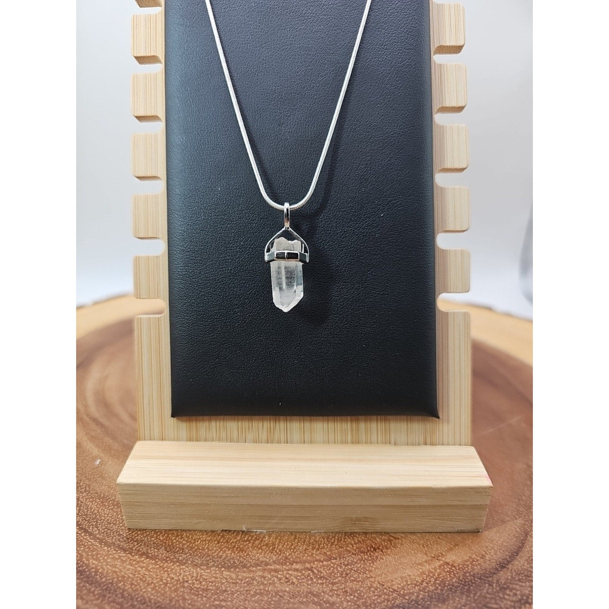 Handmade Quartz Crystal Necklace 16in 925 Silver Chain