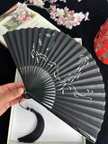 Chinese Silk Folding Fan - 7 Inch Handmade Embroidered Vintage Fan For Women/Men Hanfu & Qipao Accessory Traditional Bamboo