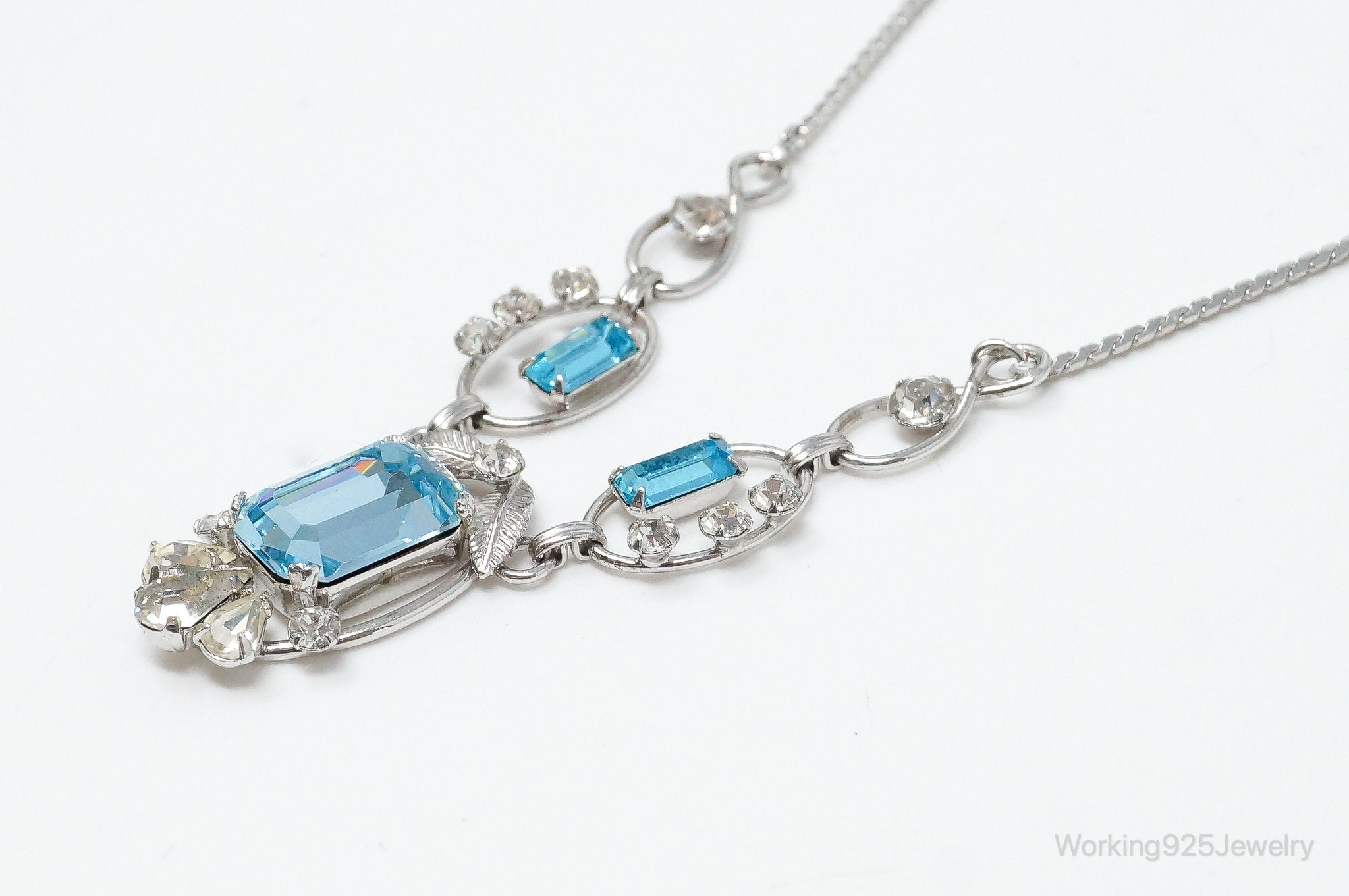Vintage Designer Van Dell Blue Topaz Cubic Zirconia Sterling Silver Necklace | Jewelry > Necklaces > Pendants | Wiccan Center