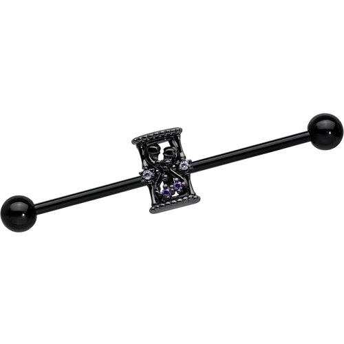 14G Purple Gem Black Gothic Hourglass Industrial Barbell 38mm | BARBELL Industrial | Wiccan Center