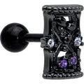16G 1/4 Purple Gem Black Gothic Hourglass Cartilage Tragus Earring | CARTILAGE Tragus | Wiccan Center