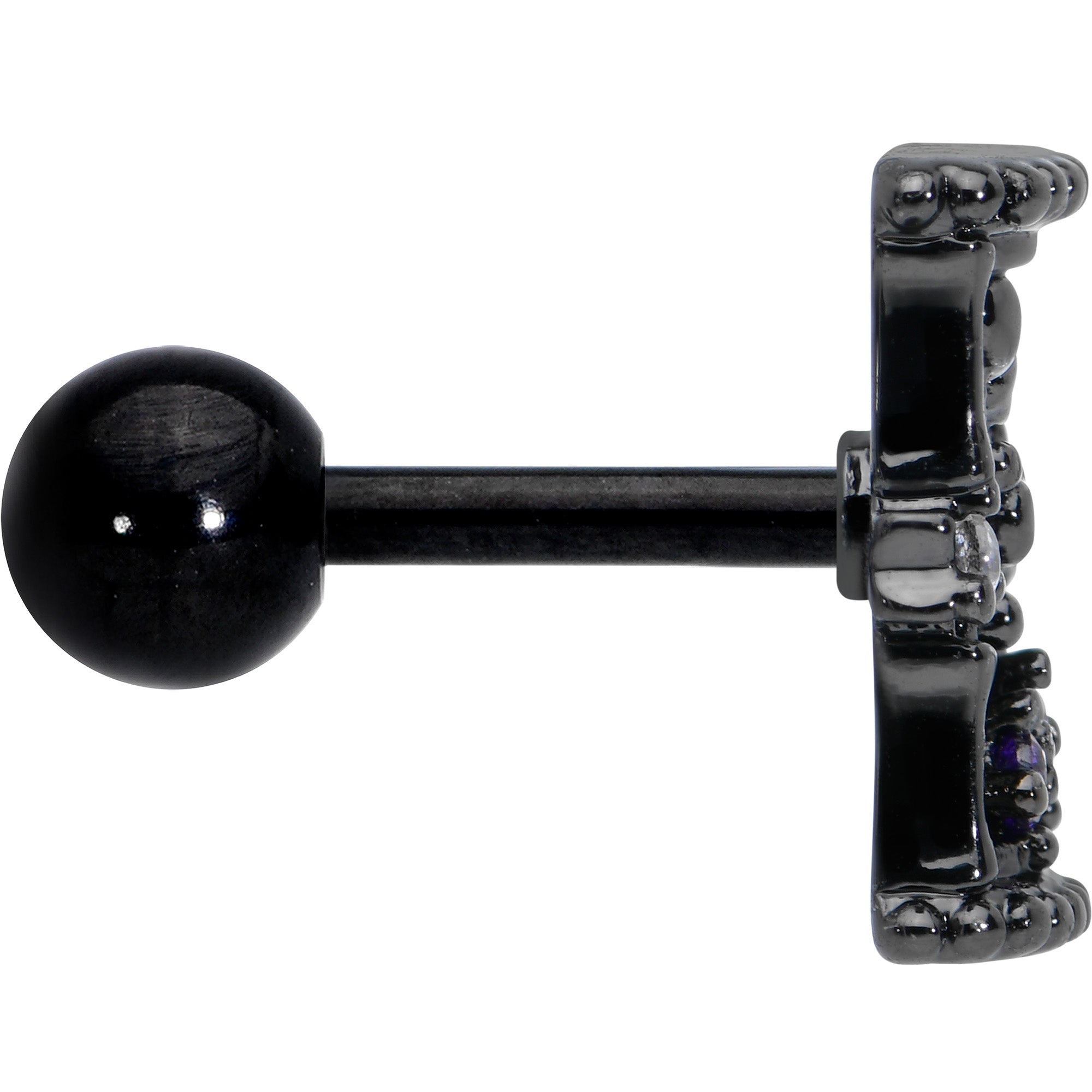 16G 1/4 Purple Gem Black Gothic Hourglass Cartilage Tragus Earring | CARTILAGE Tragus | Wiccan Center