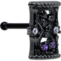 20G 1/4 Purple Clear Gem Black Gothic Hourglass Nose Bone | NOSE BONE | Wiccan Center