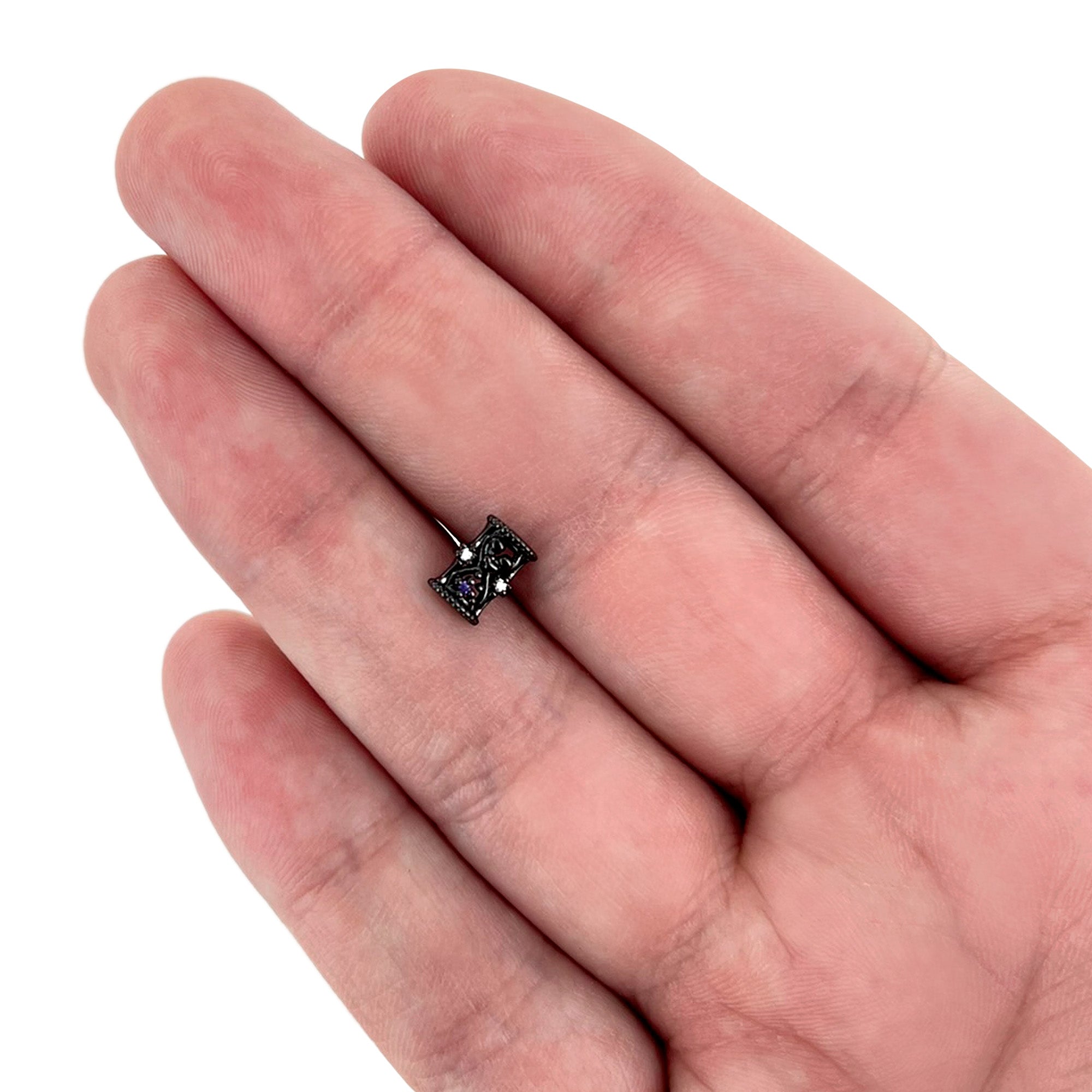 20G 1/4 Purple Clear Gem Black Gothic Hourglass Nose Bone | NOSE BONE | Wiccan Center