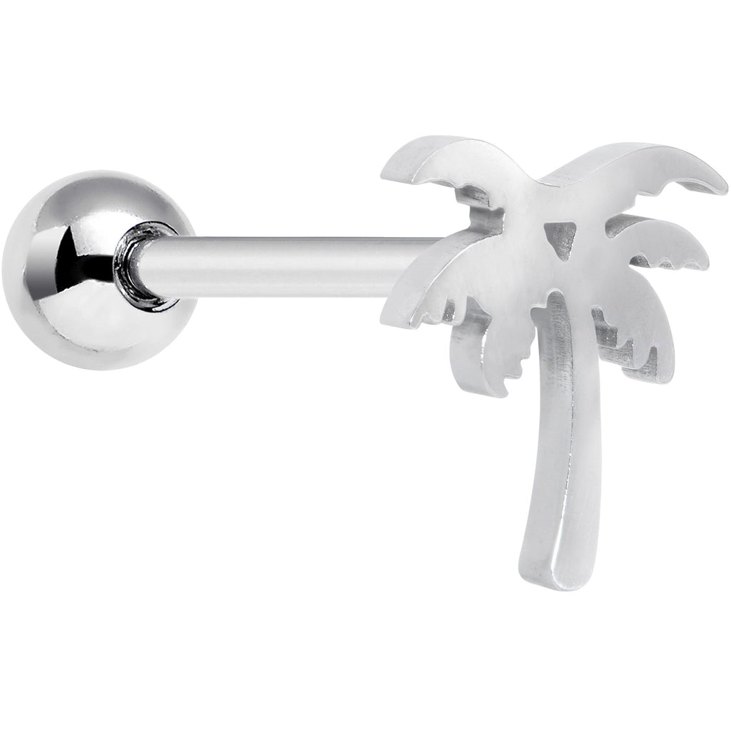 316L Surgical Steel Tropically Trendy Palm Tree Barbell Tongue Ring | BARBELL Tongue | Wiccan Center