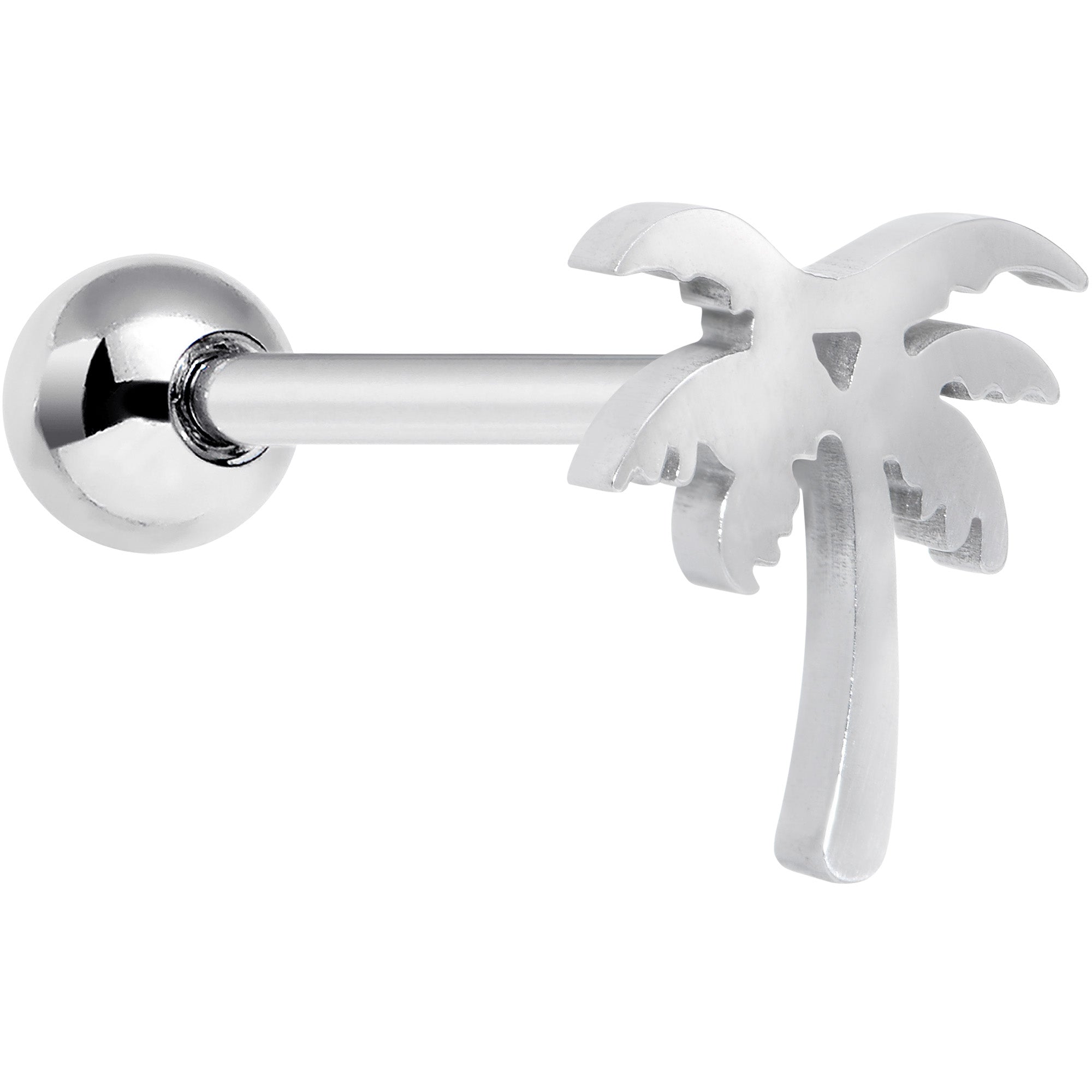 316L Surgical Steel Tropically Trendy Palm Tree Barbell Tongue Ring | BARBELL Tongue | Wiccan Center
