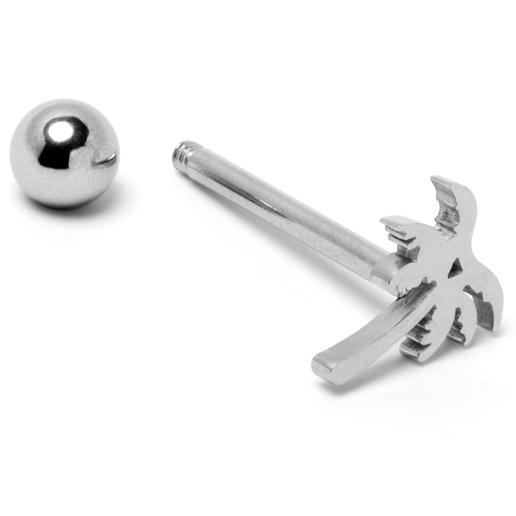 316L Surgical Steel Tropically Trendy Palm Tree Barbell Tongue Ring | BARBELL Tongue | Wiccan Center