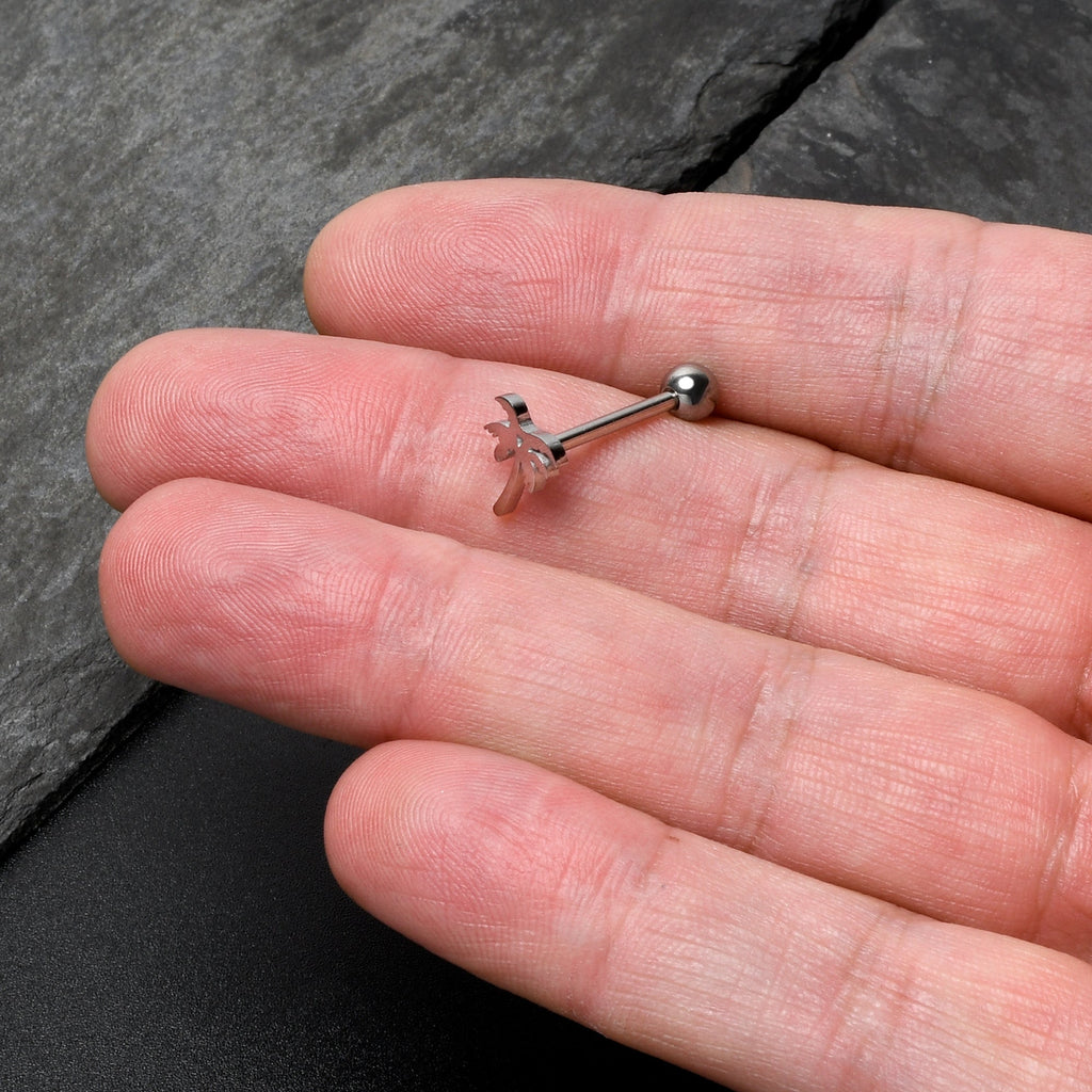 316L Surgical Steel Tropically Trendy Palm Tree Barbell Tongue Ring | BARBELL Tongue | Wiccan Center
