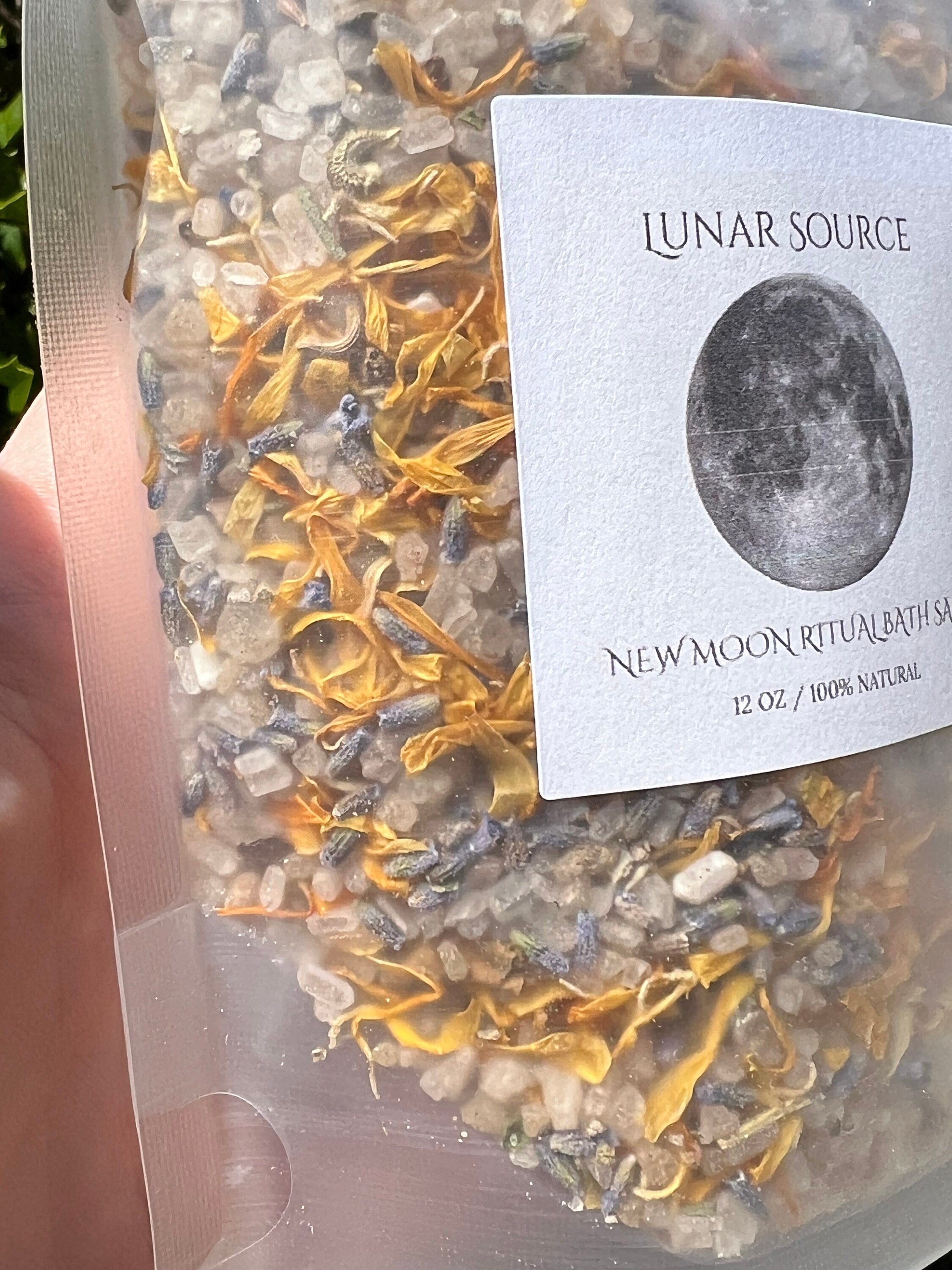 New Moon Ritual Bath Salts | New Beginnings Spiritual Witchy Energy Clearing Herbal Clear Quartz Crystal Bath Soak | Artemis Luna Goddess | | Wiccan Center