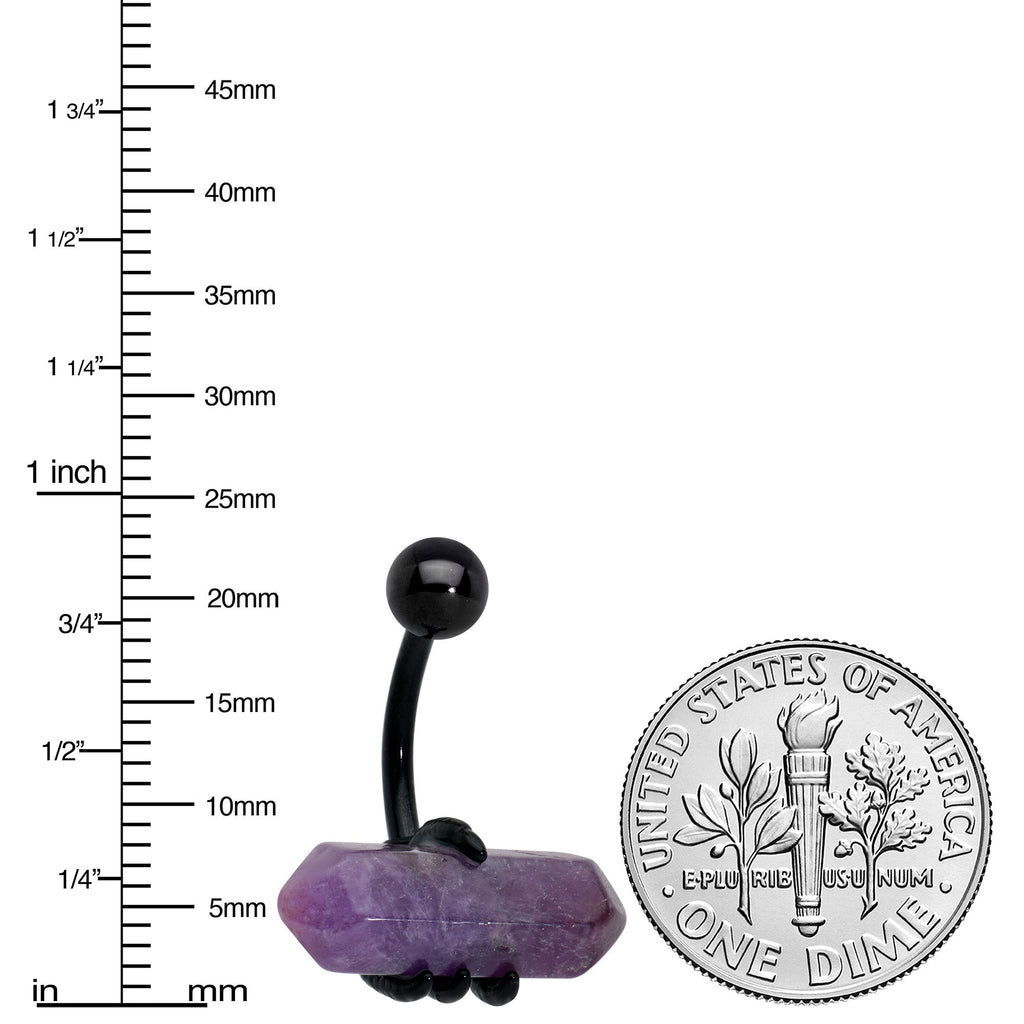 Purple Amethyst Stone Black Claw Belly Ring | BELLY RING | Wiccan Center