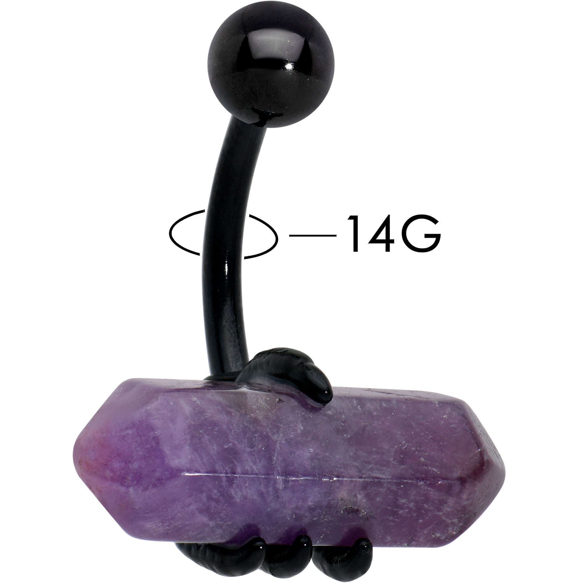 Purple Amethyst Stone Black Claw Belly Ring | BELLY RING | Wiccan Center