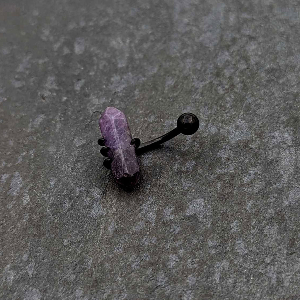 Purple Amethyst Stone Black Claw Belly Ring | BELLY RING | Wiccan Center