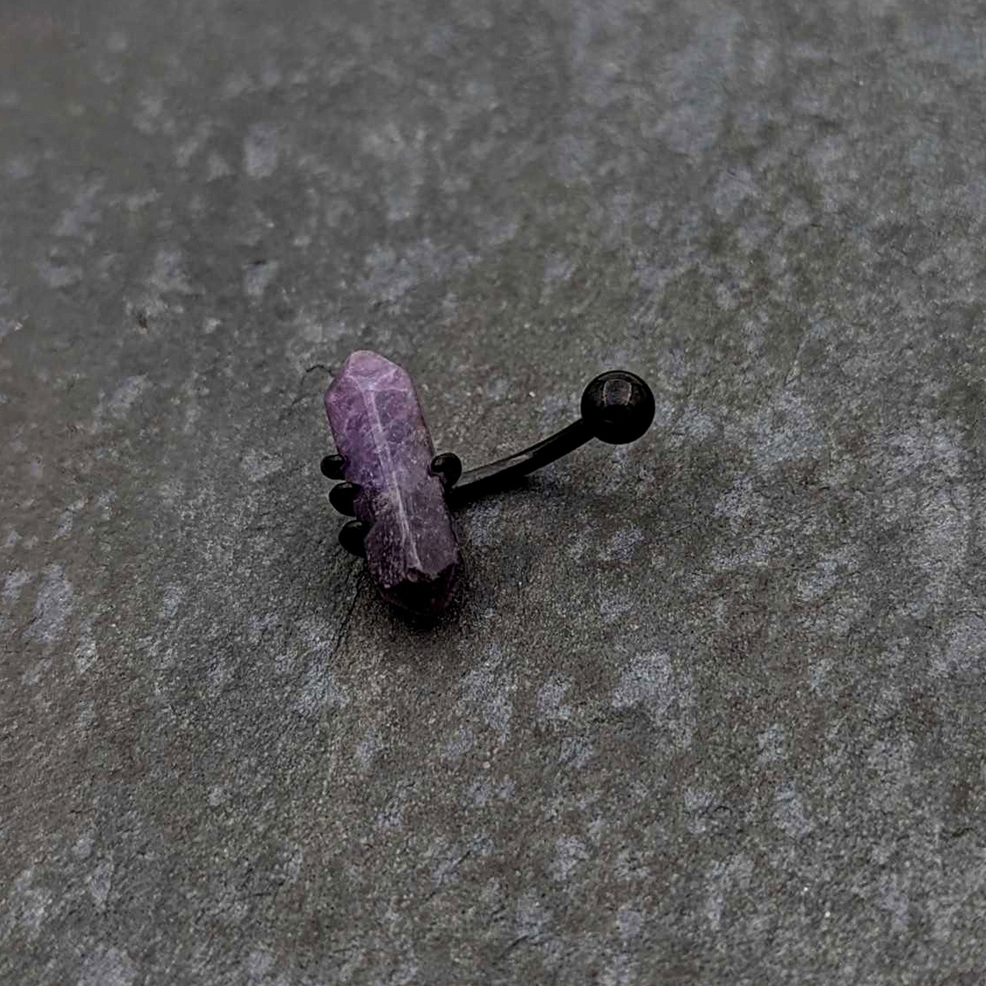 Purple Amethyst Stone Black Claw Belly Ring | BELLY RING | Wiccan Center