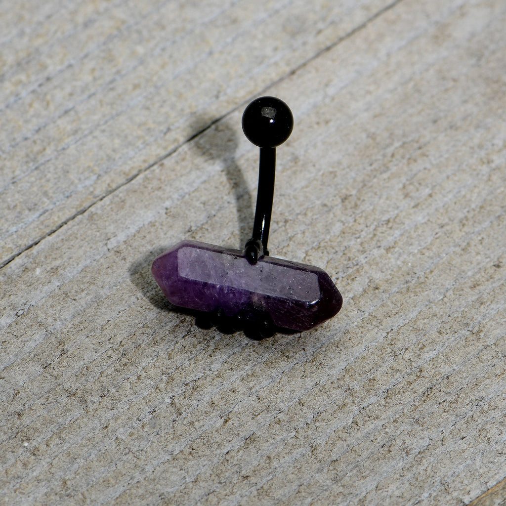 Purple Amethyst Stone Black Claw Belly Ring | BELLY RING | Wiccan Center