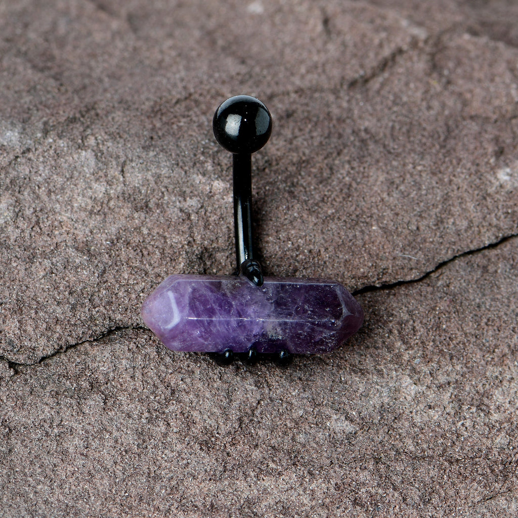Purple Amethyst Stone Black Claw Belly Ring | BELLY RING | Wiccan Center