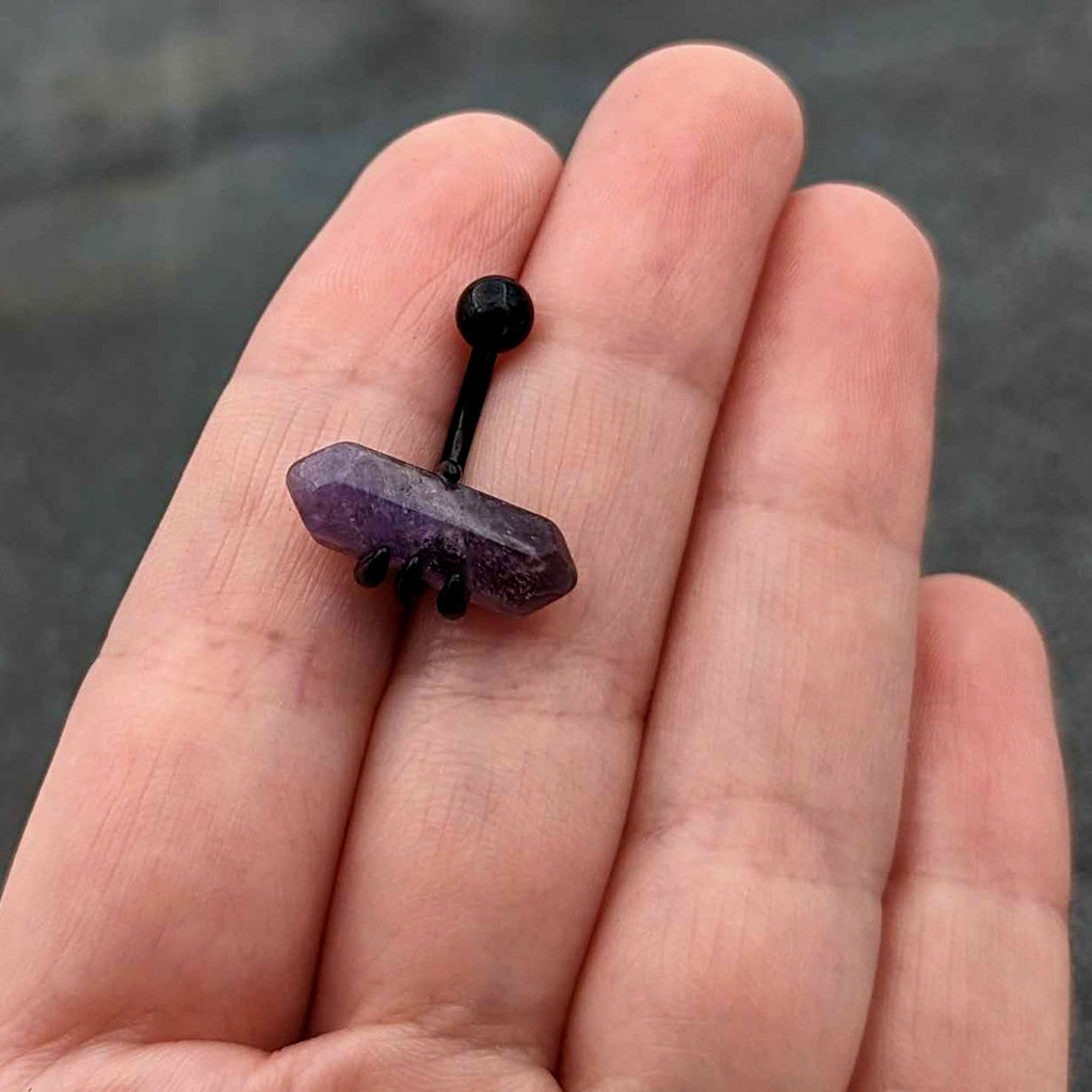 Purple Amethyst Stone Black Claw Belly Ring | BELLY RING | Wiccan Center