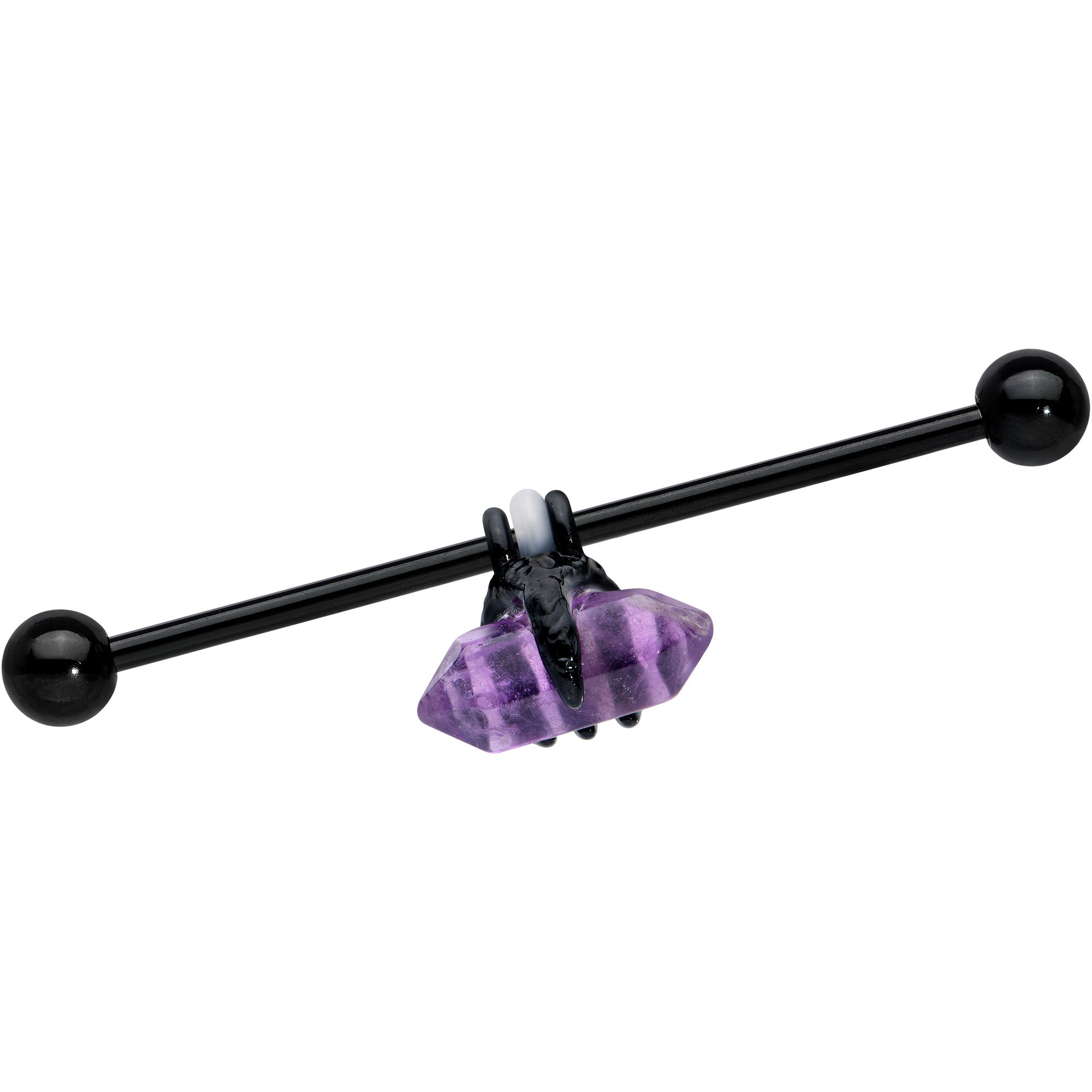 14G Purple Amethyst Black Claw Industrial Barbell 38mm | BARBELL Industrial | Wiccan Center
