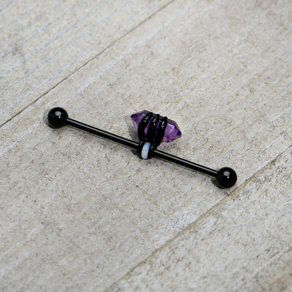 14G Purple Amethyst Black Claw Industrial Barbell 38mm | BARBELL Industrial | Wiccan Center
