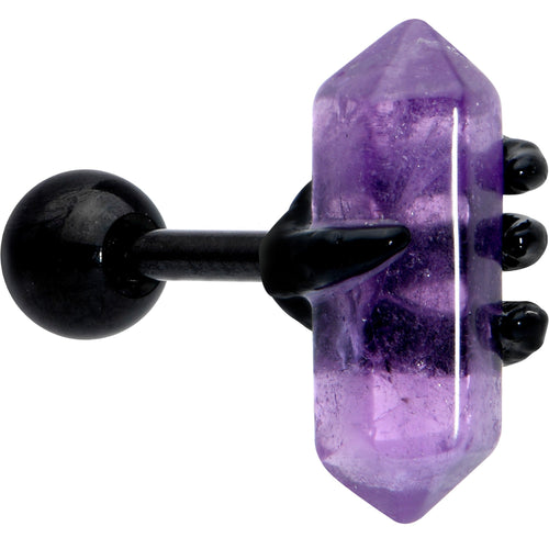 16G 1/4 Purple Amethyst Black Claw Obelisk Cartilage Earring | CARTILAGE Tragus | Wiccan Center