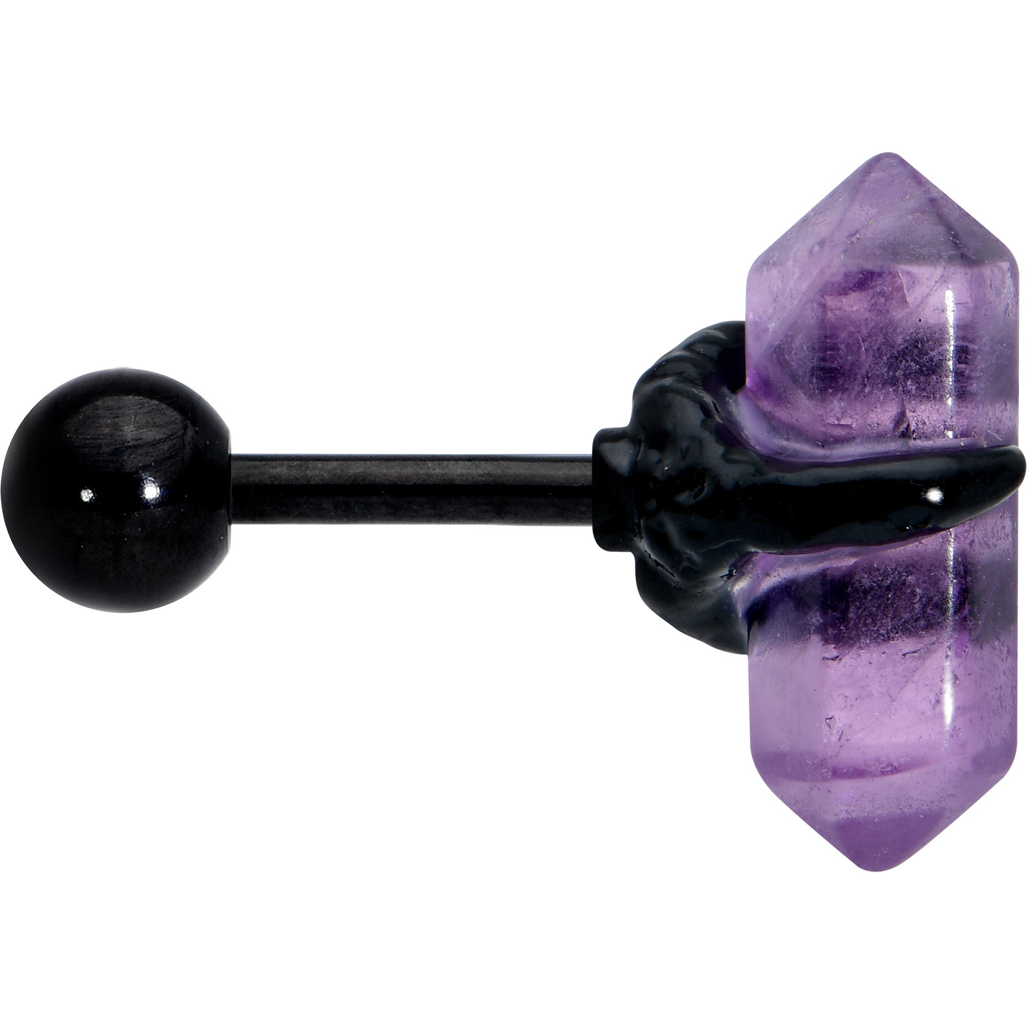 16G 1/4 Purple Amethyst Black Claw Obelisk Cartilage Earring | CARTILAGE Tragus | Wiccan Center