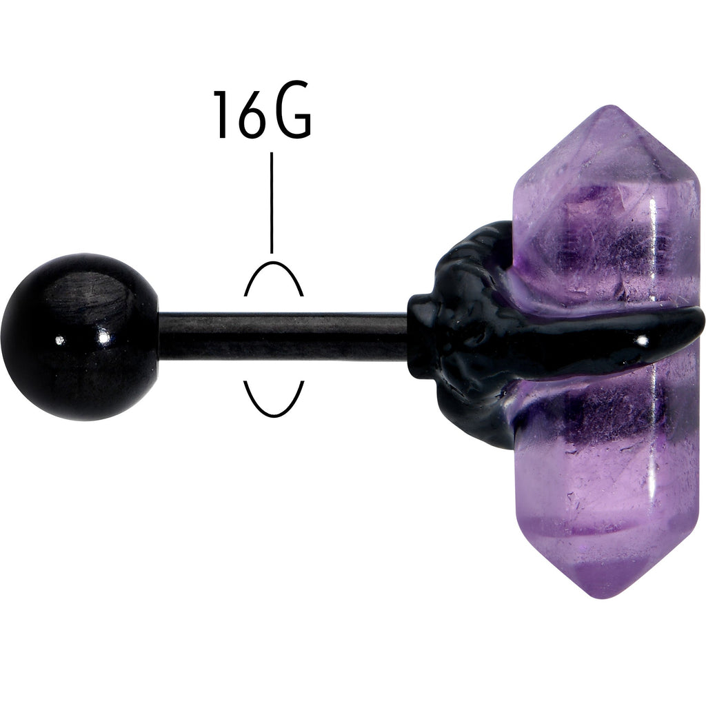 16G 1/4 Purple Amethyst Black Claw Obelisk Cartilage Earring | CARTILAGE Tragus | Wiccan Center