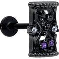 16G 5/16 Purple Gem Black Gothic Hourglass Labret Monroe Tragus | LABRET Monroe TRAGUS | Wiccan Center