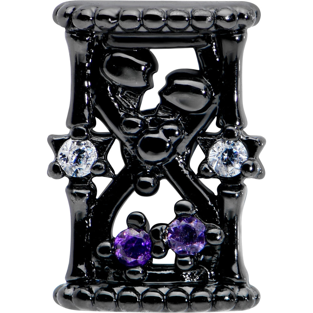 16G 5/16 Purple Gem Black Gothic Hourglass Labret Monroe Tragus | LABRET Monroe TRAGUS | Wiccan Center