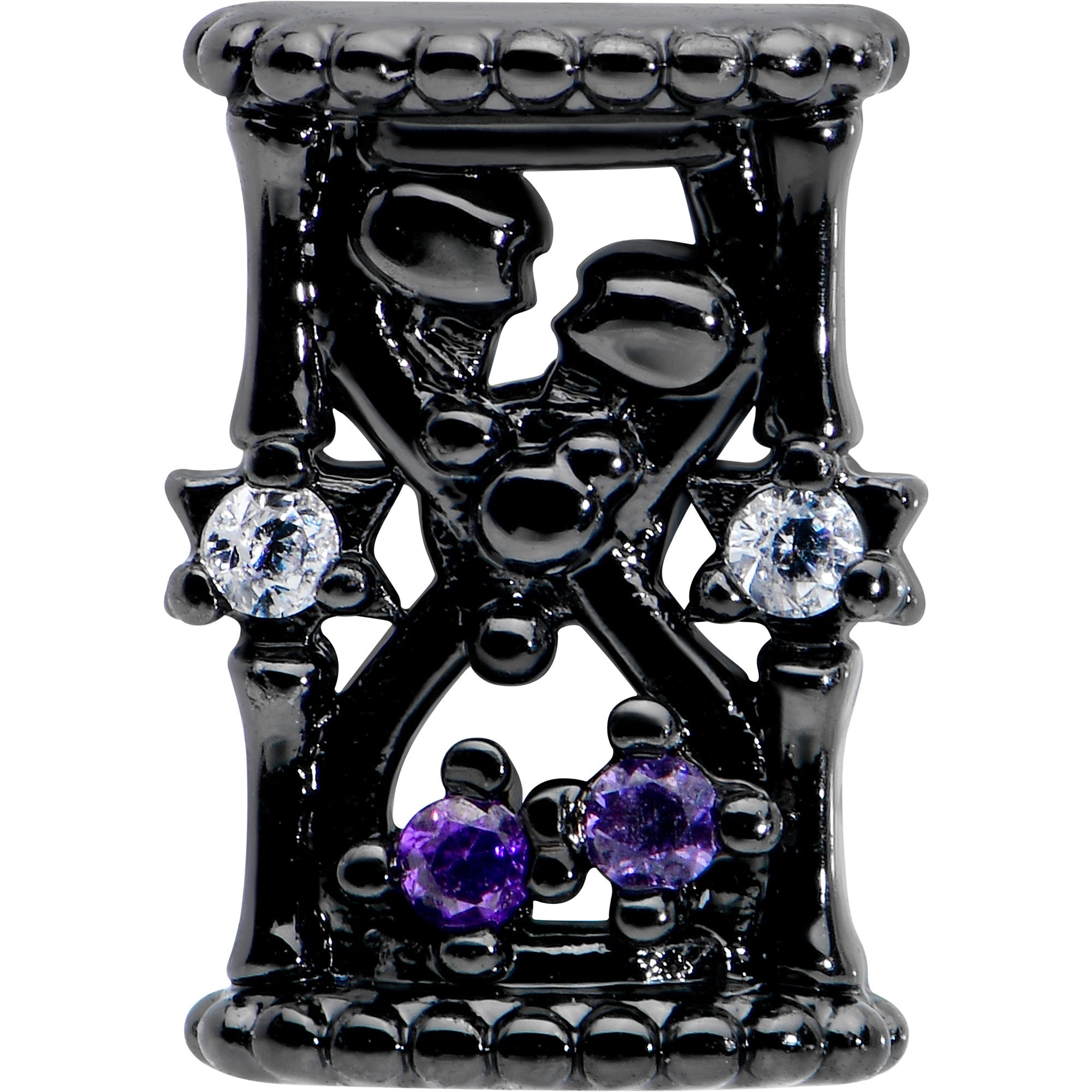 16G 5/16 Purple Gem Black Gothic Hourglass Labret Monroe Tragus | LABRET Monroe TRAGUS | Wiccan Center