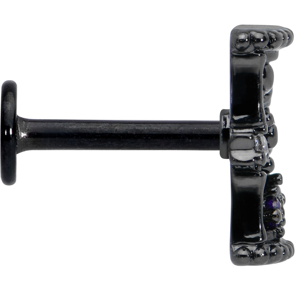 16G 5/16 Purple Gem Black Gothic Hourglass Labret Monroe Tragus | LABRET Monroe TRAGUS | Wiccan Center
