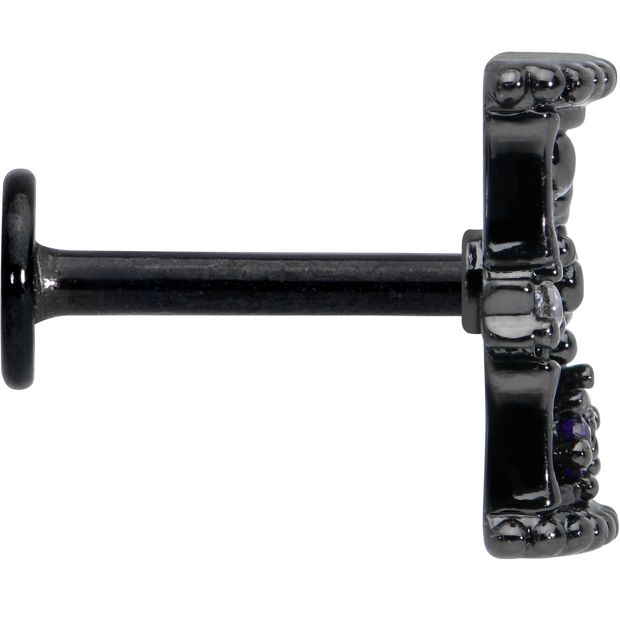 16G 5/16 Purple Gem Black Gothic Hourglass Labret Monroe Tragus | LABRET Monroe TRAGUS | Wiccan Center
