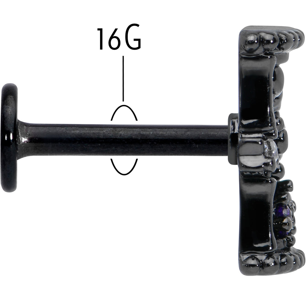 16G 5/16 Purple Gem Black Gothic Hourglass Labret Monroe Tragus | LABRET Monroe TRAGUS | Wiccan Center