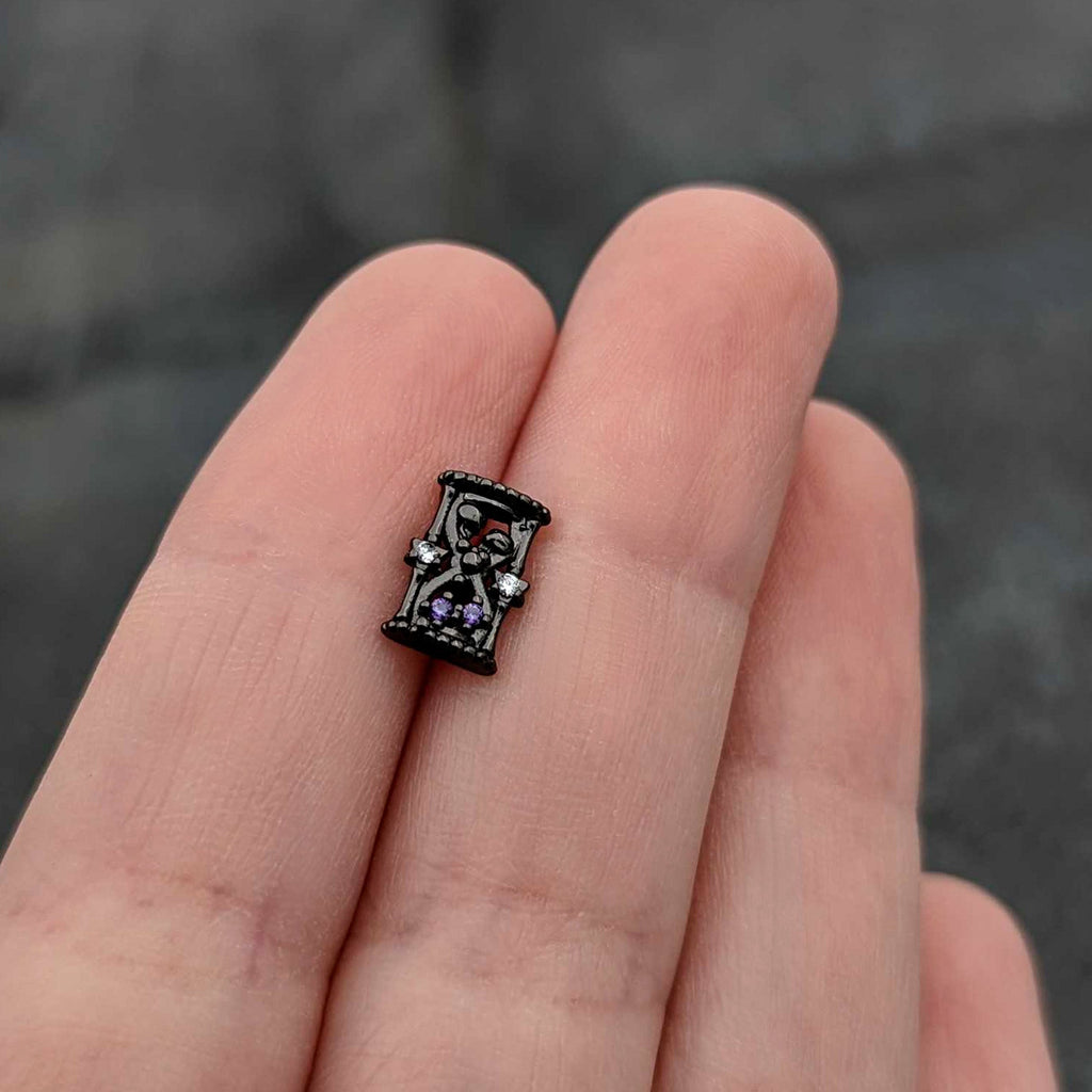16G 5/16 Purple Gem Black Gothic Hourglass Labret Monroe Tragus | LABRET Monroe TRAGUS | Wiccan Center